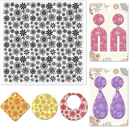 CHGCRAFT Plum Blossoms Polymer Clay Texture Sheets Art Rotation Flowers by chgcraft