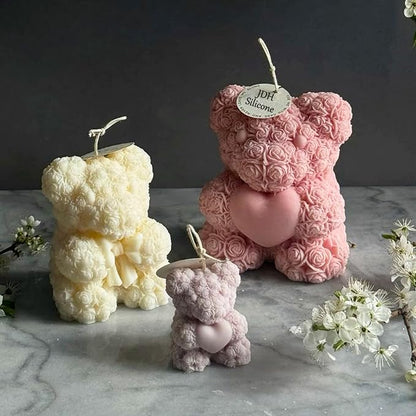 3D Bowtie Rose Bear Candle Mold - Image 8