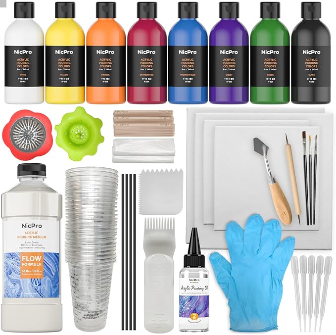 Nicpro Large Bulk Acrylic Pouring Paint, Art Starter Supplies by Nicpro
