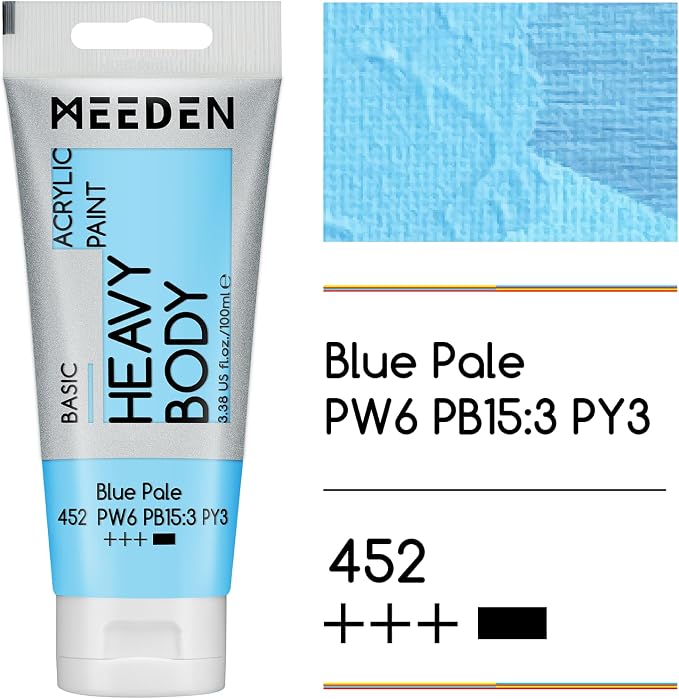 MEEDEN Acrylic Paint Blue Pale: 100ml/3.38oz Heavy Body Acrylic Paint Tube - Image 2