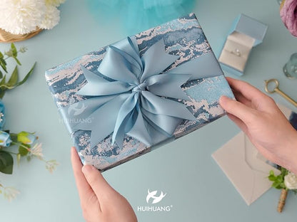 HUIHUANG Blue Satin Ribbon 1-1/2 inch x 100 Yards Dusty Blue Double-Faced Satin - Image 8