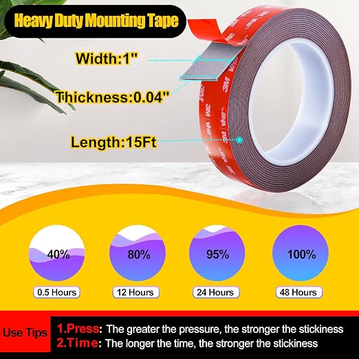 1" Width Double Sided Foam Tape, Made of 3M VHB, Waterproof Outdoor Automotive - Image 2