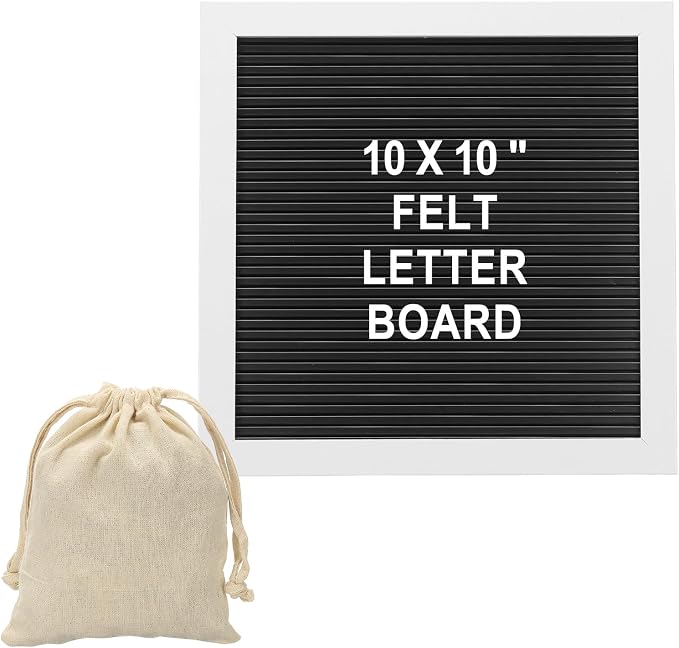 PATIKIL Felt Letter Board, 10x10Inches Black White Wooden Changeable Message by PATIKIL