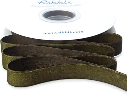 Ribbli Polyester Moss Green Velvet Ribbon, 5/8 Inches Continuous10-Yard Spool by Ribbli