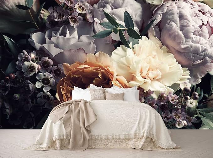Floral Wallpaper Mural for Bedroom Orange Flower Wall Mural Living Room - Image 3