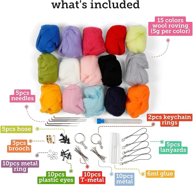 Incraftables Felting Needles Wool Roving Kit - Image 2