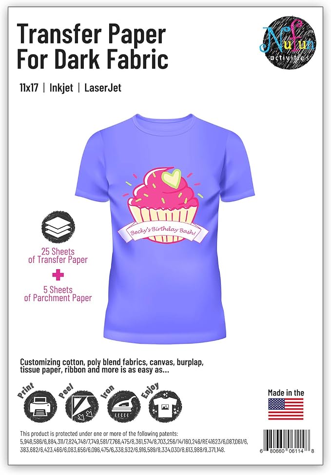 NuFun Activities Inkjet Printable Iron-On Heat Tshirt Transfer Paper 11x17 by NufunActivitesDesignPrintIronEnjoy
