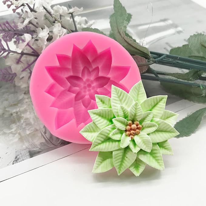 2Pcs Holly Leaf Silicone Mold for Fondant Chocolate Candy Cake Decorating - Image 3
