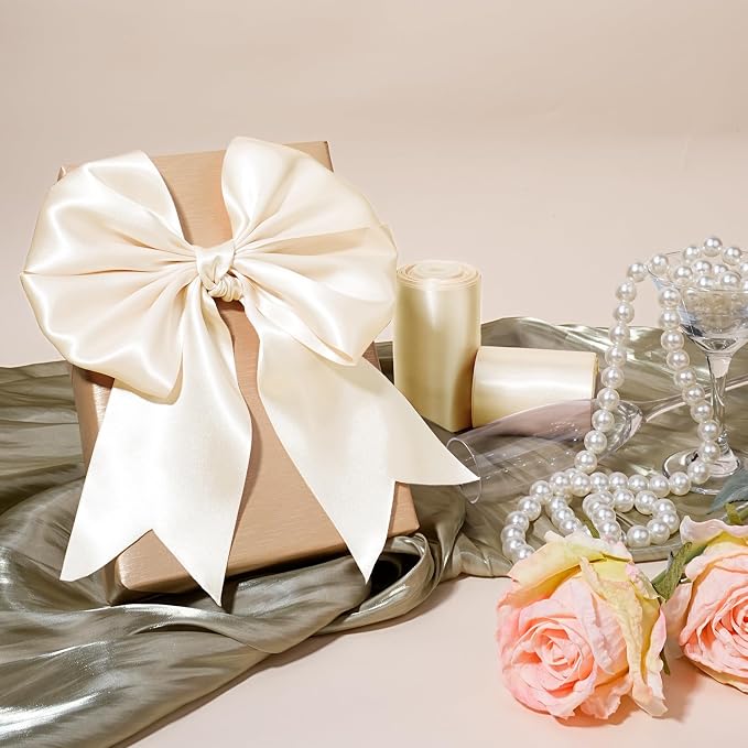 LaRibbons Nude Satin Ribbon 3 Inch 10 Yards Double Faced Luxury Nude Silk Ribbon - Image 2