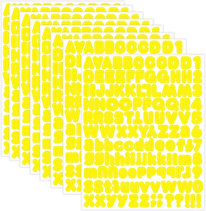 Starboling Letter Stickers, 1/2 inch Yellow Alphabet Stickers, Self-Adhesive by Starboling