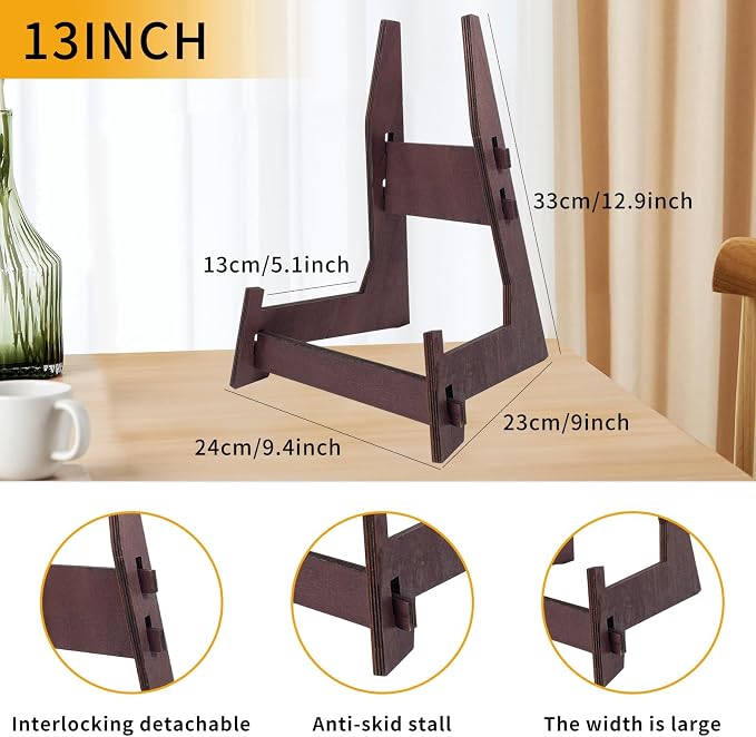 2 Pack 13 Inch Wooden Large Plate Display Stands, Book/Easel Plate Holder - Image 3