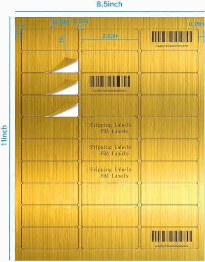 1" x 2-5/8" Address Labels- Gold Shipping Labels Stickers/Mailing Labe Stickers - Image 2