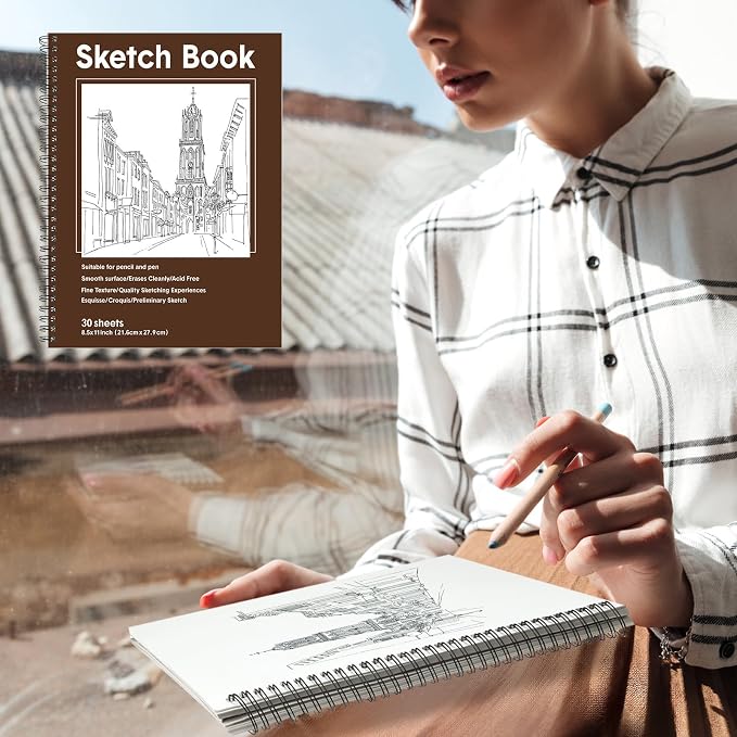 Qilery 24 Pcs 8.5 x 11'' Sketch Book Pads Bulk 30 Sheets Each Spiral Sketchbook - Image 7