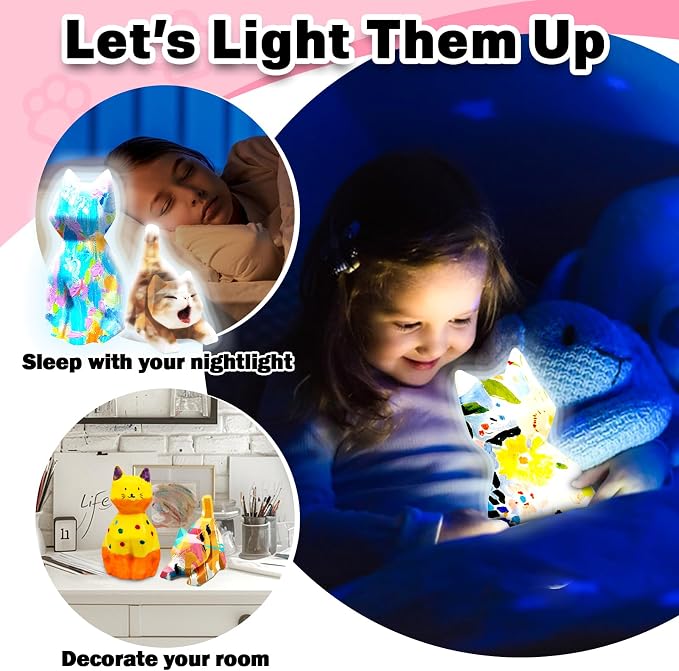 FUNZBO 2pcs Paint Your Own Cat Lamp Kit - Image 4