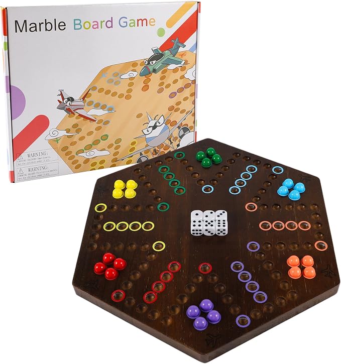 Wahoo Marble Board Game Thicken Wood 4 and 6 Players Fast Track Board Game 2 by NRZSSN
