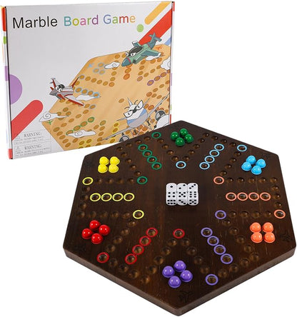 Wahoo Marble Board Game Thicken Wood 4 and 6 Players Fast Track Board Game 2 by NRZSSN