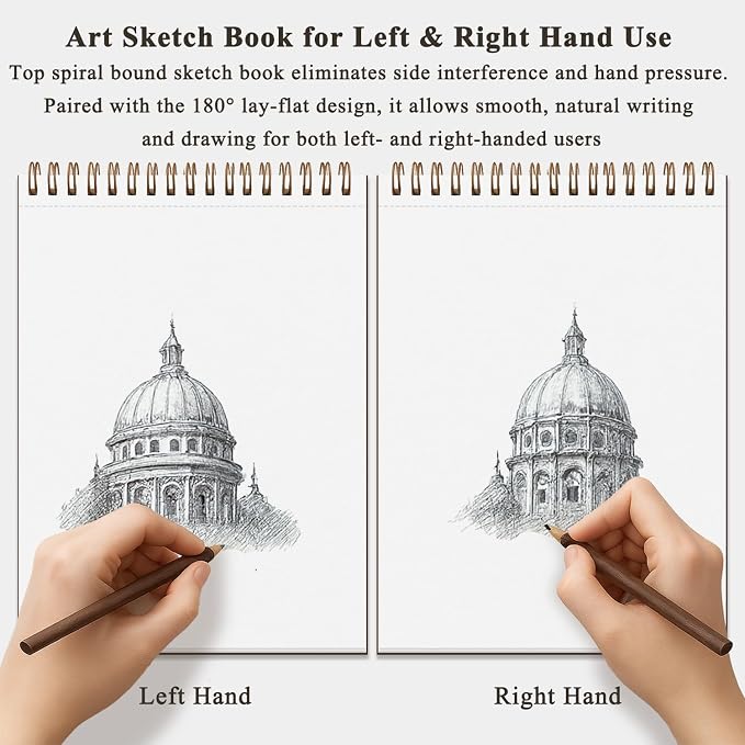 9" x 12" Sketch Book, Top Spiral Bound Sketch Pad, 2 Packs 100 Sheets Each - Image 6