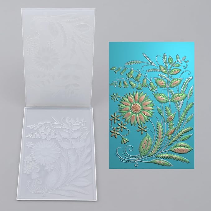 BAOFALI 3D Embossing Folders Sunflowers Leaves Textured - Image 2
