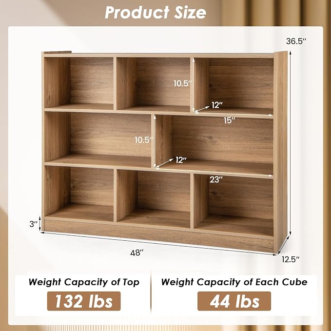 Toy Storage Organizer, 3-Tier Kids Bookshelf, 8 Cube Kids' Bookcases, Cabinets - Image 3