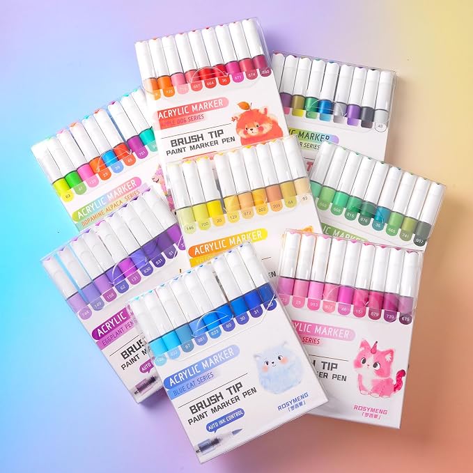 ROSYMENG 9 Color Acrylic Paint Pens, Quick-Drying Waterproof Acrylic Paint - Image 2