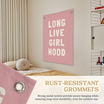 Toddler Girl Room decor, Long Live Girlhood Pink Linen Banner, Nursery Playroom - Image 6