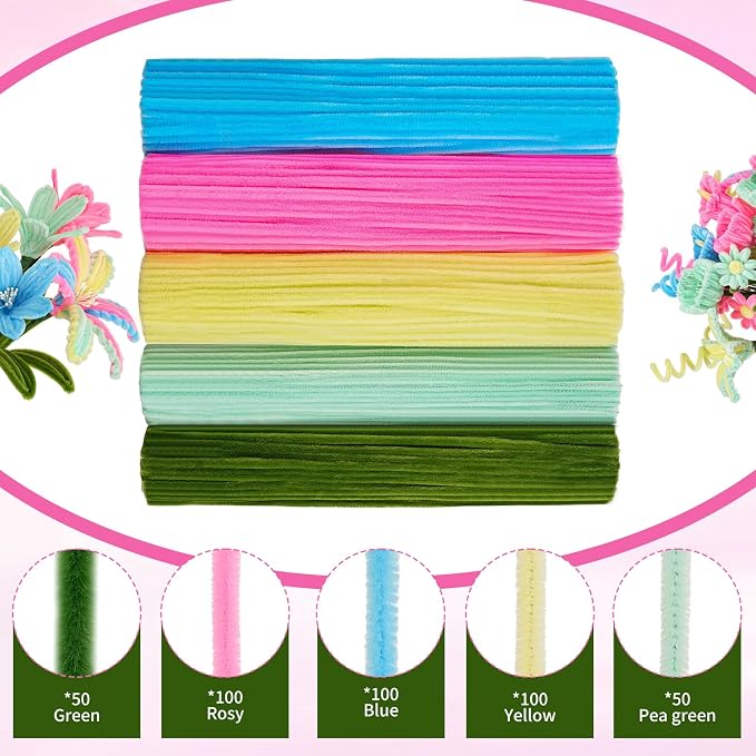 5 Mixed Macaron Colors Chenille Stems Bulk, Gardening Tape, Greeting Card - Image 5