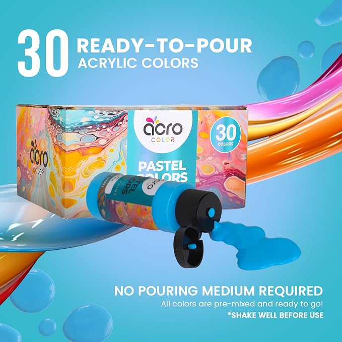 Acrylic Pouring Paint Set | 30 Vibrant Colors Including An Array Of Metallic - Image 4