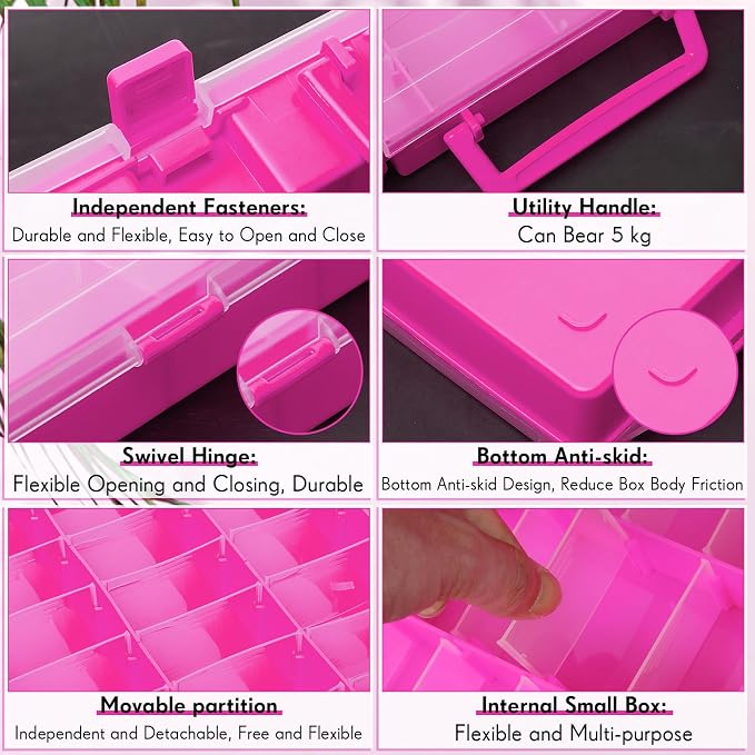 Juexica 2 Pcs Large 48 Grids Plastic Storage Bead Organizer Box, Tackle Box - Image 3