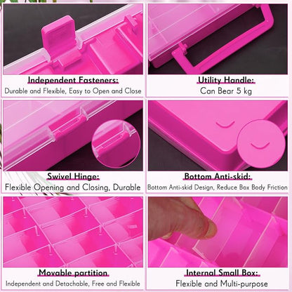 Juexica 2 Pcs Large 48 Grids Plastic Storage Bead Organizer Box, Tackle Box - Image 3