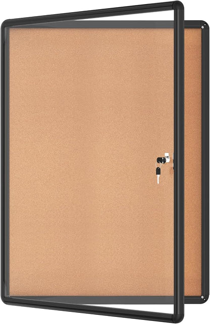 38"x28" Enclosed Bulletin Board, Lockable Weather-Resistant Aluminum Cork by MifuroOfficeProduct