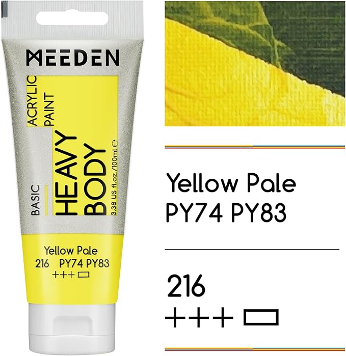 MEEDEN Acrylic Paint Yellow Pale: Bundled - 100ml/3.38oz x2 Bulk Heavy Body - Image 2