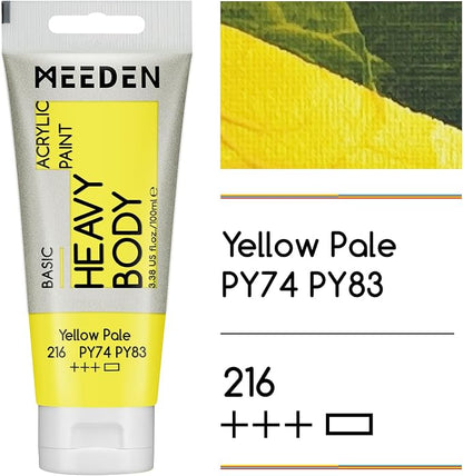 MEEDEN Acrylic Paint Yellow Pale: Bundled - 100ml/3.38oz x2 Bulk Heavy Body - Image 2