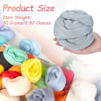 PATIKIL Wool Roving Yarn, 80G/2.82OZ Soft Felting Wool Pure Chunky Roving Yarn - Image 2