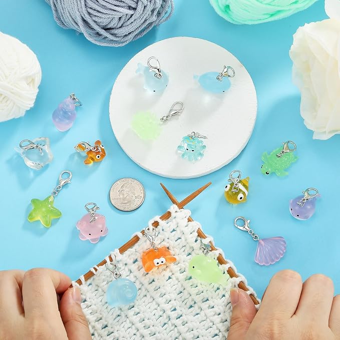 BEEFLYING 16Pcs Marine Animal Stitch Marker Charms - Image 4