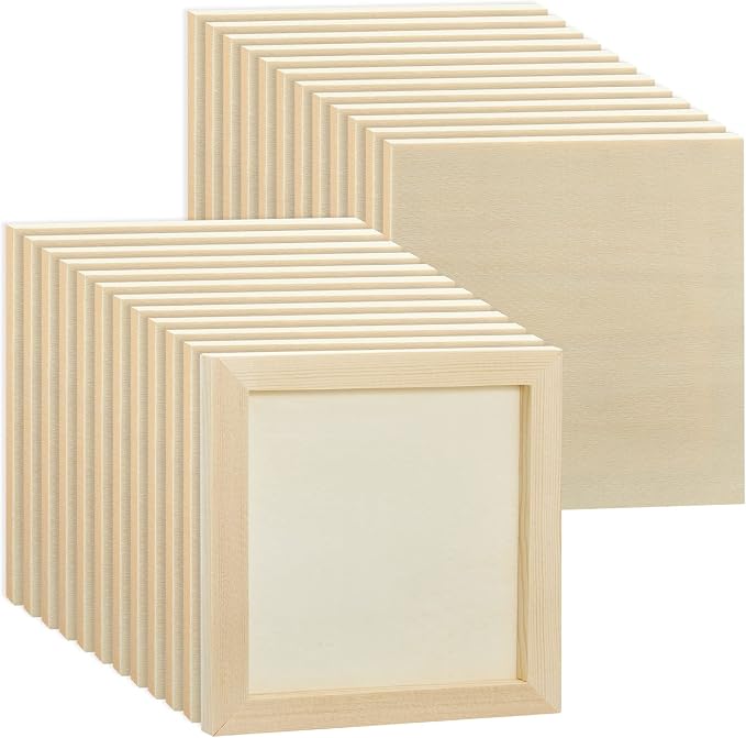 Kathfly 24 Pcs 6x6'' Wood Panel Boards, Unfinished Wood Canvas Panels by Kathfly