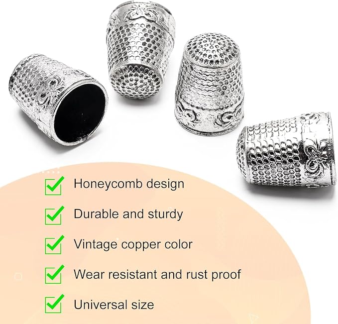 4Pack Thimbles for Hand Sewing, Sewing Thimble Hand-Working Sewing Thimble - Image 3