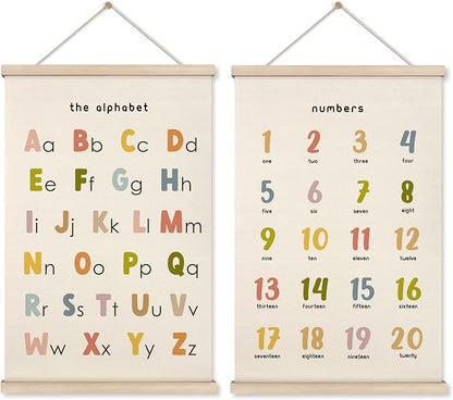 HRQKO Boho Alphabet Numbers Poster Hanger Frame Set of 2, Classroom Wall Decor by HRQKO
