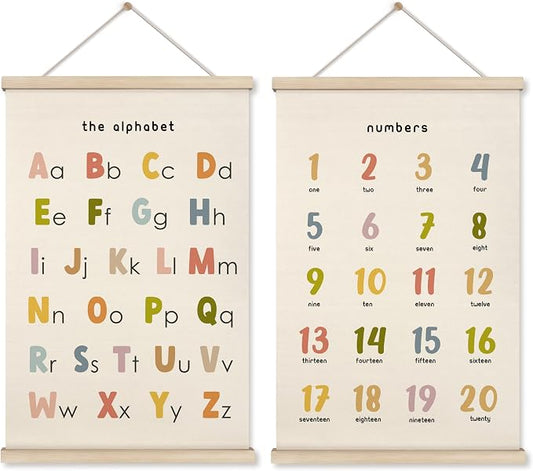 HRQKO Boho Alphabet Numbers Poster Hanger Frame Set of 2, Classroom Wall Decor by HRQKO