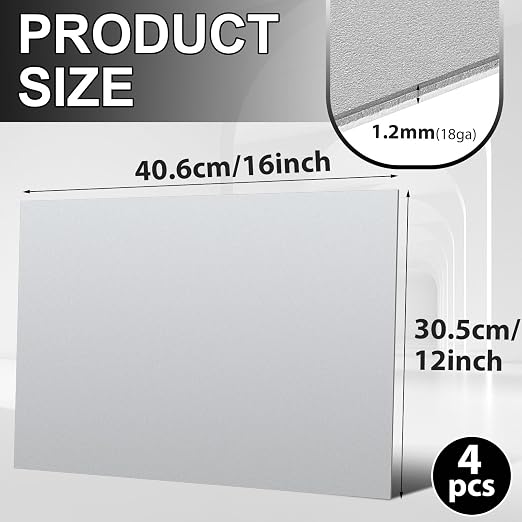 Hicarer 4 Pcs Mild Steel Sheet Cold Rolled 18 Gauge Metal Plate Weldable Metal - Image 2