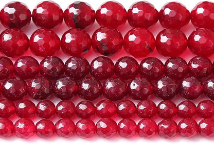 90pcs 4mm Faceted Red Jade Gemstone Beads Natural Stone Round Loose Spacer Beads by NaturalStoneBeads