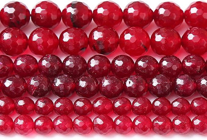 36pcs 10mm Faceted Red Jade Gemstone Beads Natural Stone Round Loose Spacer by NaturalStoneBeads