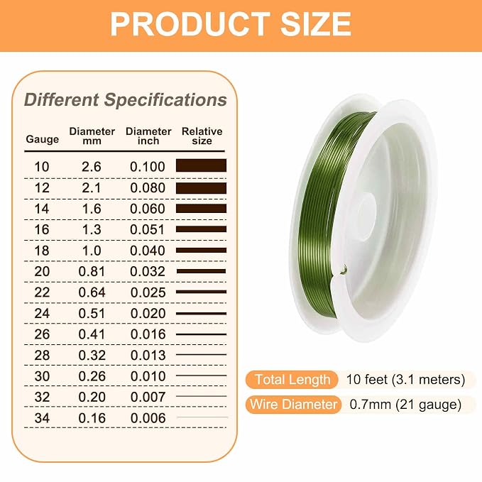 HARFINGTON 10ft Jewelry Wire, 22 Gauge Brass Craft Soft Metal Tarnish Resistant - Image 2