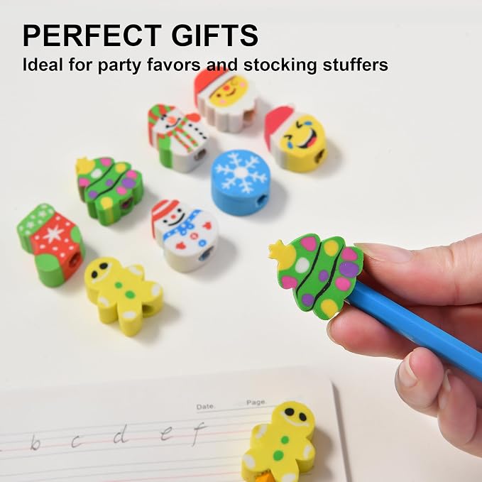 HILAZA 42Pcs Christmas Pencil Top Erasers - Image 4