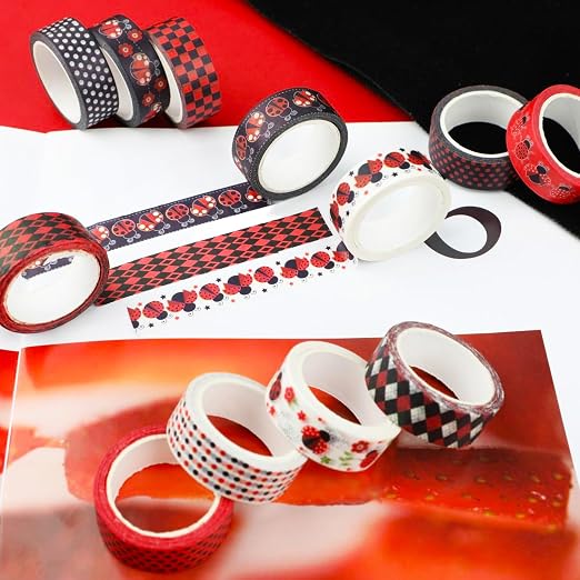 12 Rolls Insect Washi Tape, Seven Star Ladybug Masking Tape, Scrapbooking - Image 3