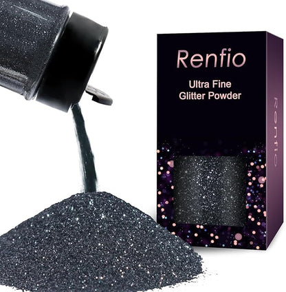 Renfio Ultra Fine Glitter Powder Metallic Resin Glitter 2.11 Oz PET Flakes by Renfio