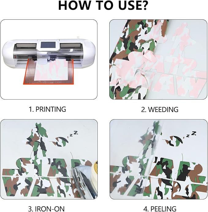Guangyintong Camouflage Green Heat Transfer Vinyl HTV Rolls, Stretchy Thin Soft - Image 6