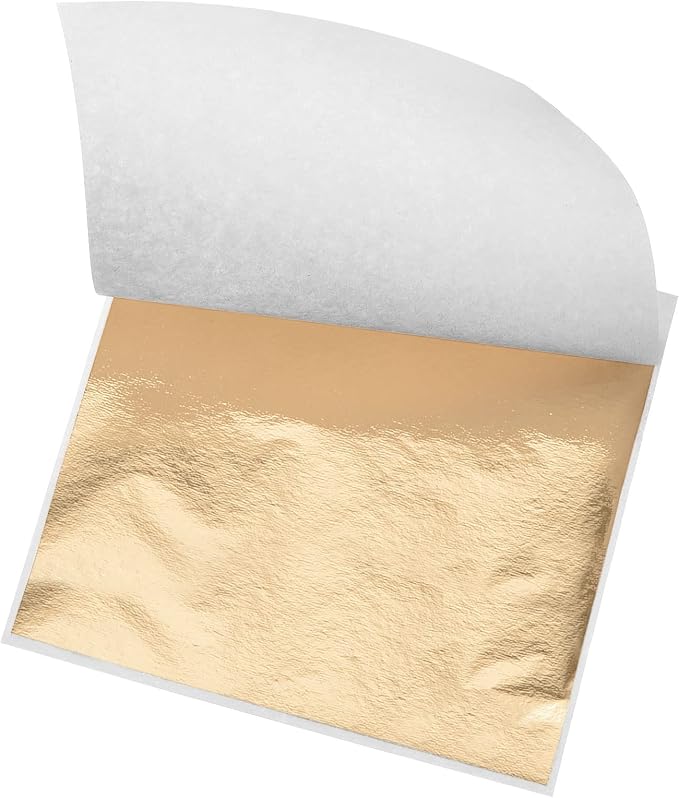 MECCANIXITY Gold Leaf Foil Sheet Champagne Gold Leaf Paper 3.3 x 3.1inch by MECCANIXITY