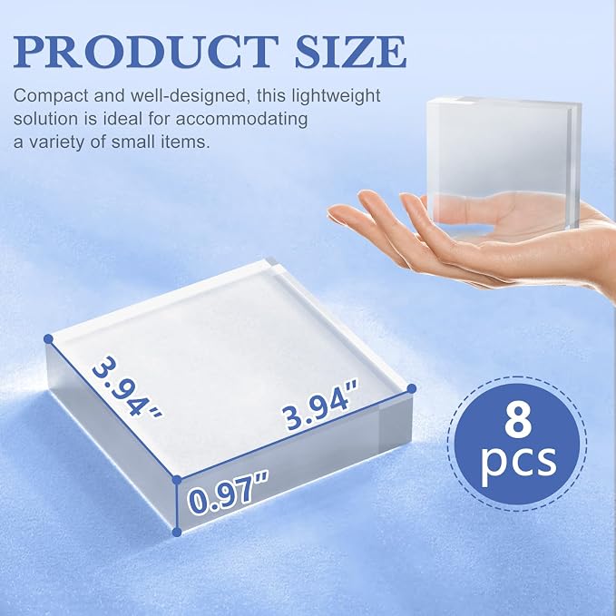 Acrylic Blocks 3 X 3 X 1 Inch 8 Pcs Acrylic Base Stand - Image 3
