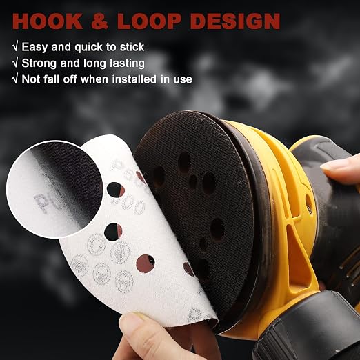 120 PCS 5 Inch Sanding Discs 40 Grit, 8 Hole Aluminum Oxide Hook and Loop Round - Image 5