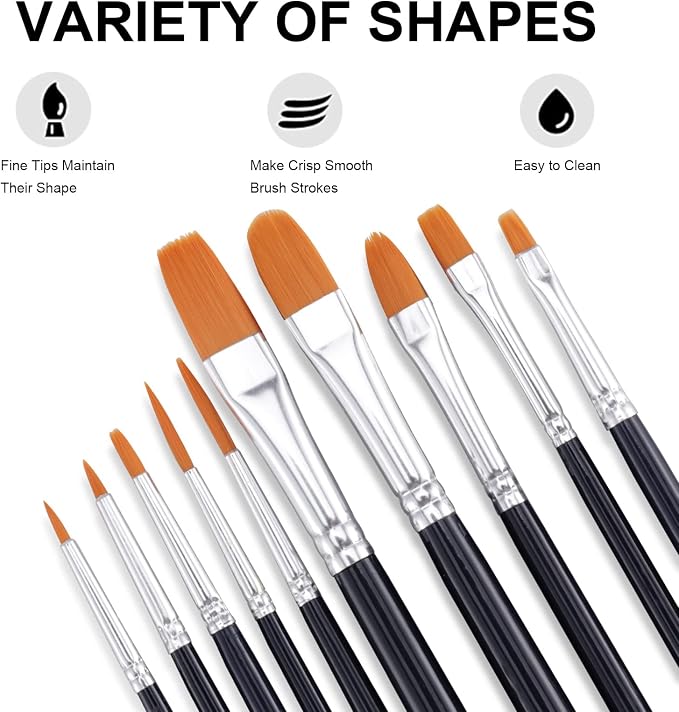 GOTIDEAL Paint Brush Set, Small Nylon Hair Brushes - Image 2